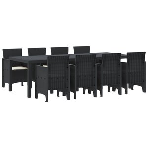 vidaXL Ensemble de Salle à Manger de Jardin en 9 Pièces avec Coussins Anthracite en Rattan Poly