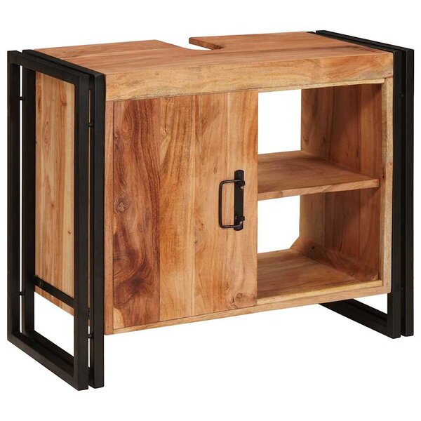 vidaXL Meuble sous-vasque de salle de bain Bois d'acacia massif  fer