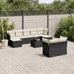 vidaXL Salon de jardin 10 Pièces avec coussins noir résine tressée