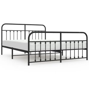 vidaXL Cadre de lit métal avec tête de lit/pied de lit noir 183x213 cm