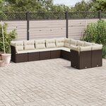 vidaXL Salon de jardin 10 Pièces avec coussins marron résine tressée