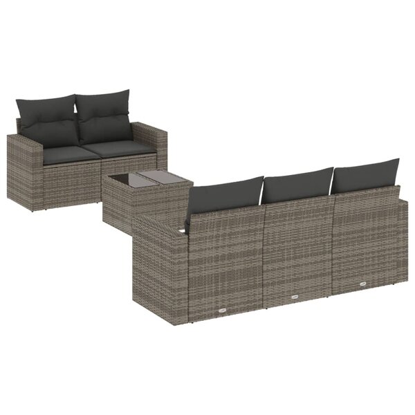 vidaXL Salon de jardin 6 Pièces avec coussins gris résine tressée