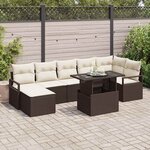 vidaXL Ensemble de canapé de jardin 8 Pièces Marron Poly rotin