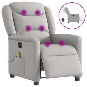 vidaXL Fauteuil de massage inclinable électrique gris nuage tissu