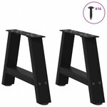 vidaXL Pieds de table basse en forme de A 2 pièces Noir 30 x (30-31) cm Acier
