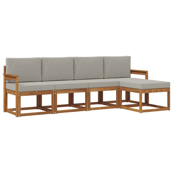 vidaXL Ensemble de canapés d'extérieur 5 pc Gris Naturel et Clair