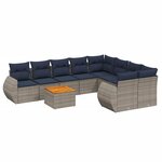 vidaXL Salon de jardin 9 Pièces avec coussins gris résine tressée