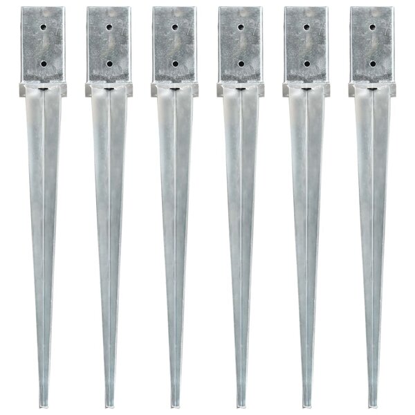 vidaXL Piquets au sol 6 Pièces Argenté 8x8x76 cm Acier galvanisé