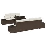vidaXL Set de canapé de jardin 8 pièces avec coussins en poly rattan marron