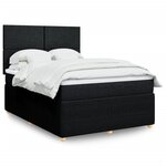 vidaXL Sommier à lattes de lit avec matelas Noir 140x190 cm Tissu