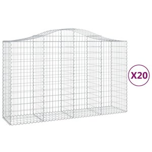 vidaXL Paniers à gabions arqués 20 Pièces 200x50x120/140 cm Fer galvanisé
