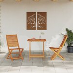 Ensemble de bistro pliant 3 pièces en bois d'acacia massif