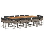 vidaXL Ensemble à manger de jardin 15 Pièces coussins gris résine tressée