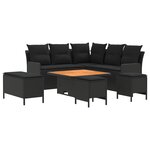 vidaXL Ensembles de meubles avec oreiller 7 Pièces Noir Rotin PE