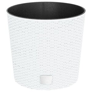 vidaXL Jardinière et intérieur amovible blanc 15 /15 3 L rotin PP