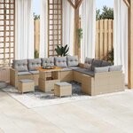 vidaXL Ensemble de canapé de jardin 13 Pièces Beige polyrotin