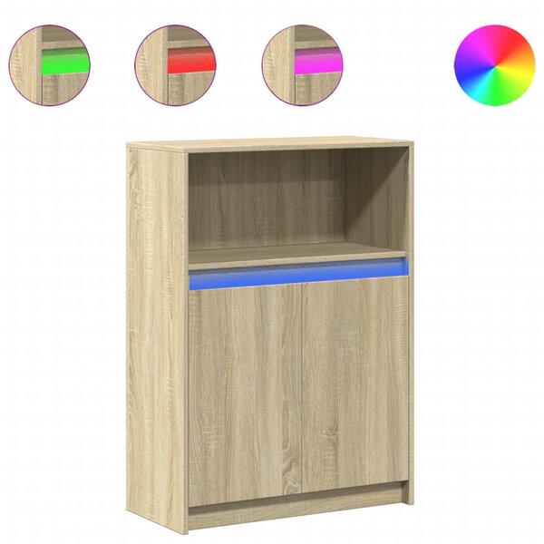 vidaXL Buffet avec LED chêne sonoma 72x34x100 cm bois d'ingénierie