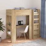 vidaXL Cadre de lit superposé avec bureau Chêne Sonoma 75 x 190 cm