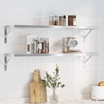 vidaXL Étagères murales 2 Pièces 100x30x3 cm argenté acier inoxydable