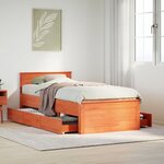vidaXL Cadre de lit sans matelas avec tête de lit 100x200 cm bois pin