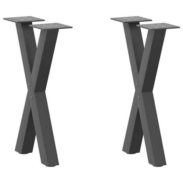 vidaXL Pieds de table basse en forme de X  2 pièces  anthracite  28 x (42-43) cm  acier
