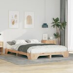 vidaXL Cadre de lit surélevé avec stockage Marron bois