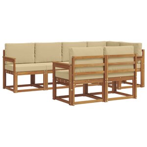 vidaXL Ensemble de canapés d'extérieur 7 pc Naturel et Beige