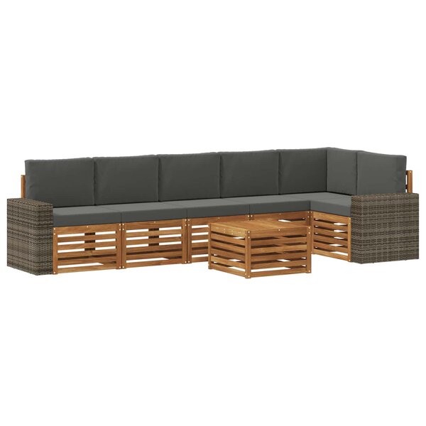 vidaXL Ensemble de canapés d'extérieur 7 pc Naturel et Anthracite