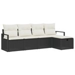 Ensemble de 5 Canapés de Jardin avec Coussins en Poly Rattan Noir