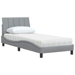 vidaXL Lit avec matelas Hanko gris clair 90x200 cm tissu