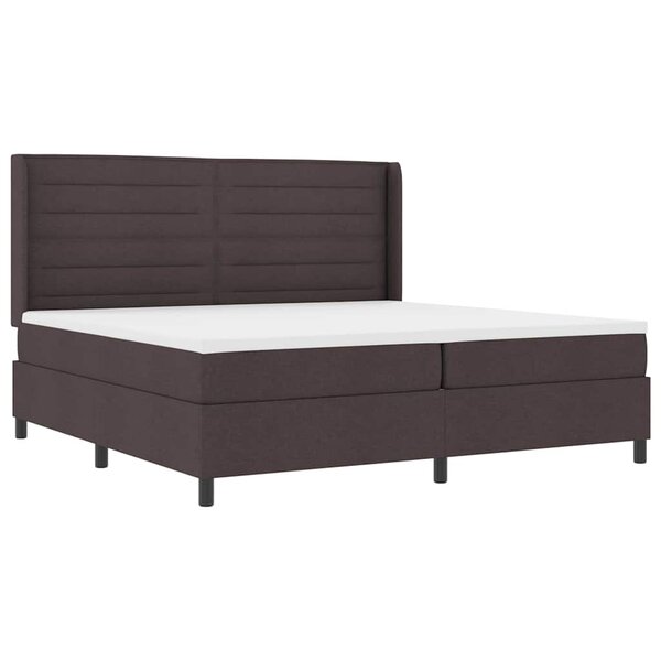 vidaXL Lit à ressort LED avec matelas Marron foncé 200 x 200 cm tissu
