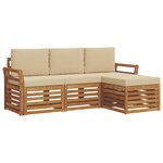 vidaXL Ensemble de canapés d'extérieur 4 pc Naturel et Beige