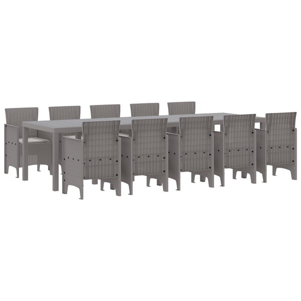 Ensemble de salle à manger de jardin 11 pièces vidaXL avec coussins gris clair en poly rattan