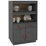 vidaXL Buffet haut Gris 67x40x108 5 cm Bois massif de pin