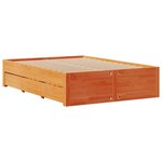 vidaXL Cadre de lit sans matelas avec tiroirs brun cire 150x200 cm pin