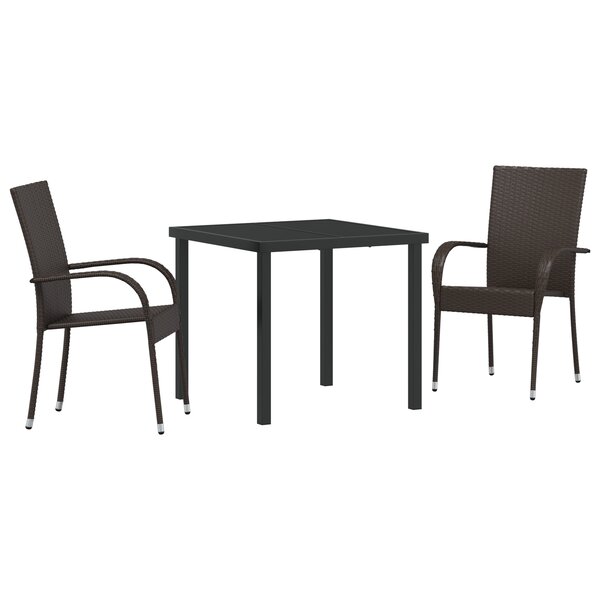 vidaXL Ensemble de salle à manger de jardin 3 pièces Marron Rattan Poly