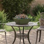 vidaXL Pot de jardin en forme de bol Vert olive 40 x 40 x 15 cm Acier