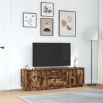vidaXL Meuble TV avec lumières LED chêne fumé 160 5x41x50 cm