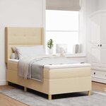 vidaXL Lit à ressorts avec bandes LED Crème 100 x 200 cm tissu