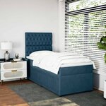 vidaXL Sommier à lattes de lit avec matelas bleu 80x200 cm velours