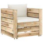 vidaXL Salon de jardin 2 Pièces avec coussins vert bois imprégné