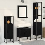 vidaXL Ensemble de mobilier de salle de bain avec stockage 4 Pièces Noir