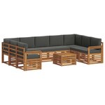 vidaXL Ensemble de canapés d'extérieur 10 pc Naturel et Anthracite