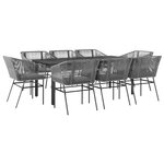 vidaXL Ensemble à manger jardin coussins 9 Pièces gris poly rotin verre
