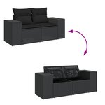 vidaXL Canapé de jardin 13 pièces avec coussins Noir Poly Rattan Acacia