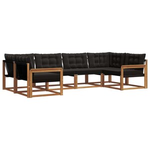 vidaXL Ensemble de canapés d'extérieur 6 pc Naturel et Noir