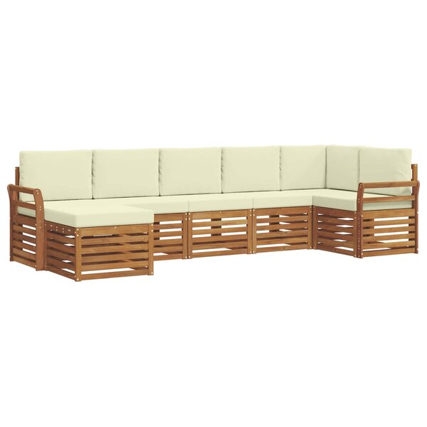 vidaXL Ensemble de canapé d'angle avec coussin 7 Pièces Naturel et Crème