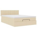 vidaXL Lit ottoman avec matelas et LED crème 140x190 cm tissu
