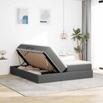 vidaXL Lit avec rangement et matelas Gris foncé 200 x 200 cm Polyester