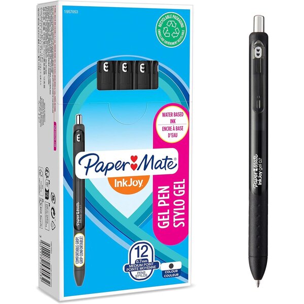 Stylo à encre Gel InkJoy 0 7 mm Noir x 12 Paper Mate